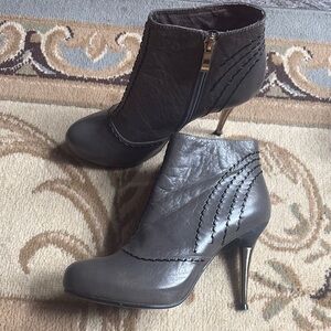 Salvatore Ferragamo Gray Heeled Boots with Stiletto Heel; size 36